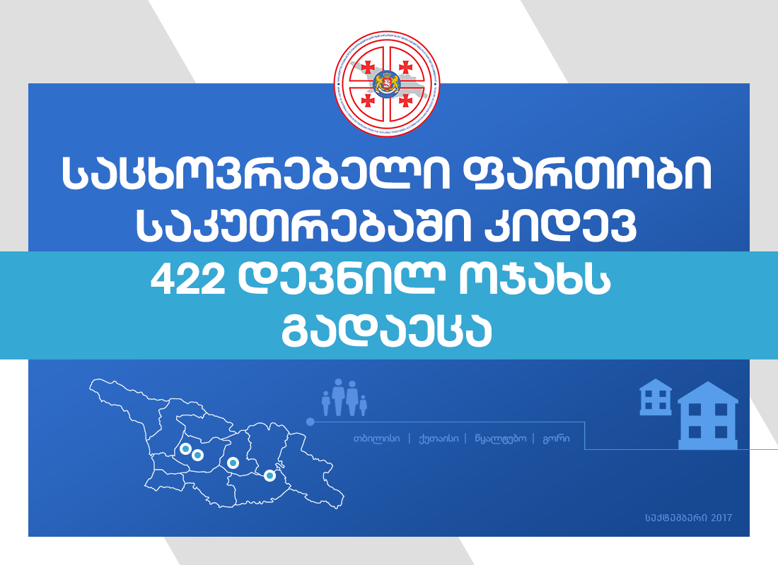 В Грузии 422 семьям вынужденных переселенцев передадут в собственность жилье в разных городах страны