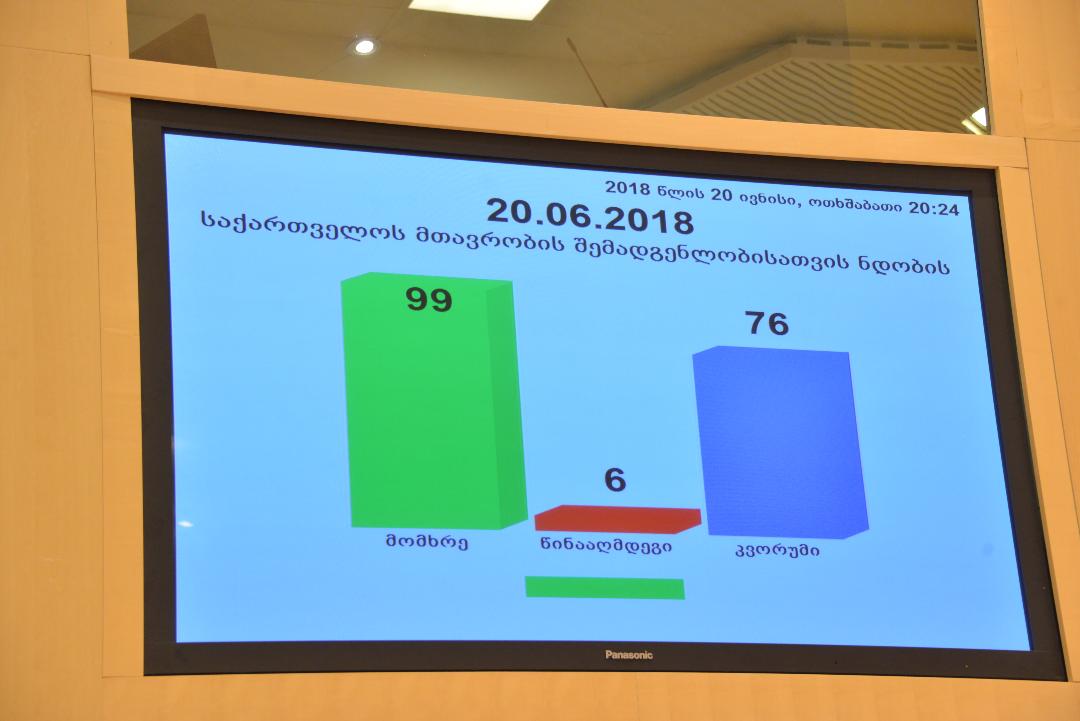 Парламент Грузии утвердил состав временного правительства во главе с премьер-министром Бахтадзе