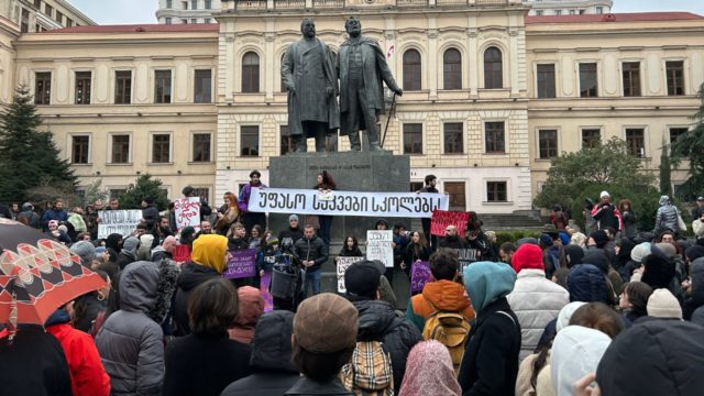 В Тбилиси прошла акция акция с требованием введения в государственных школах бесплатного питания