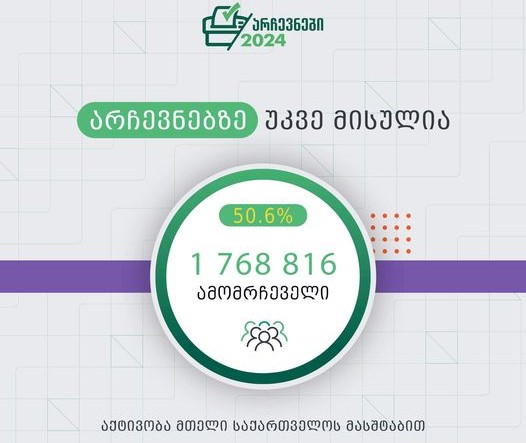 На выборах в парламент Грузии, по данным на 17:00 проголосовало 50,6% от общего числа избирателей