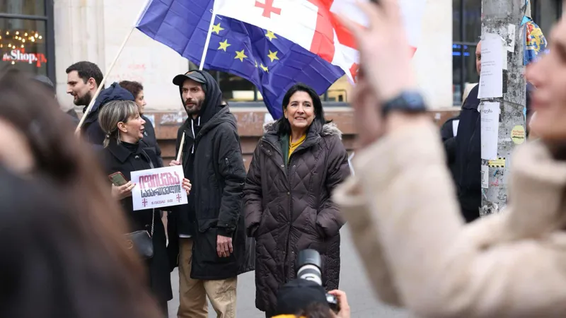 Зурабишвили присоединилась к участникам всеобщей предупредительной забастовке