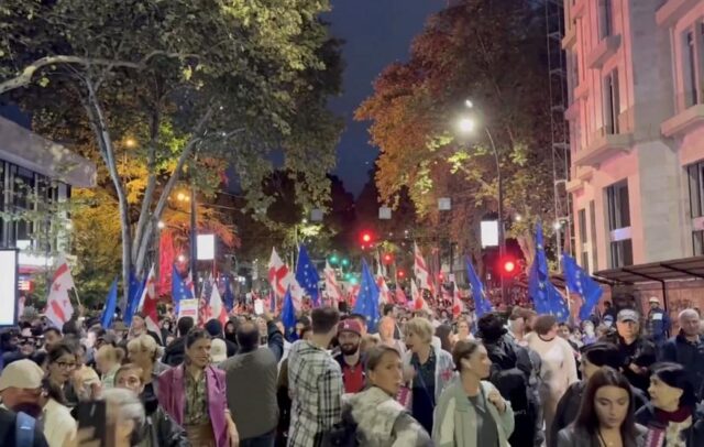 В Тбилиси прошел митинг защиты безвизового режима с Евросоюзом