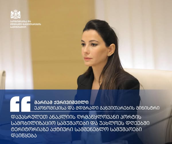 Мариам Квривишвили: в ближайшие дни работы в порту Анаклия будут возобновлены
